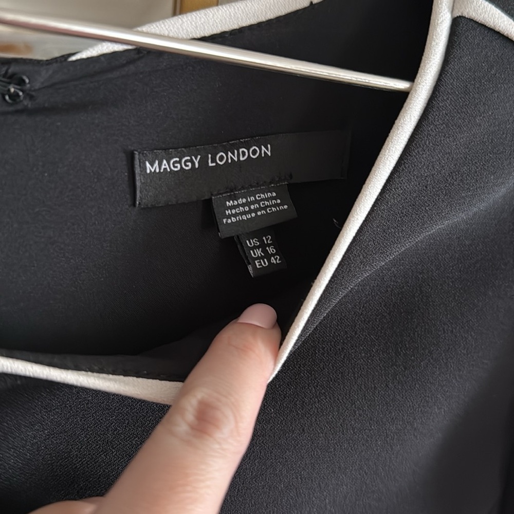 Maggy London Black and White Midi Dress - Picture 4 of 8